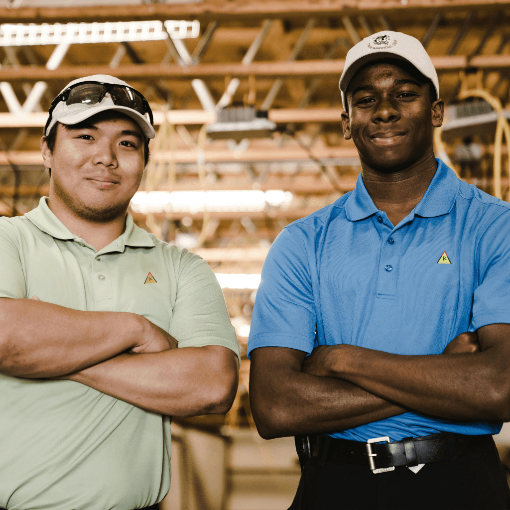 Ethnic diverse men in golf shirts